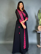 Royal Noir Pink Embroidered Fusion Gown Set