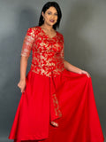 Crimson Heirloom | Embroidered Banarasi Blouse &amp; Skirt