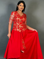 Crimson Heirloom | Embroidered Banarasi Blouse &amp; Skirt