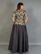Midnight Grace Black Benarasi Plus-Size Blouse and Skirt Set