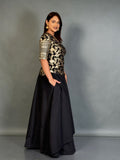 Midnight Grace Black Benarasi Plus-Size Blouse and Skirt Set
