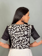 Midnight Muse Black & White Embroidered Blouse