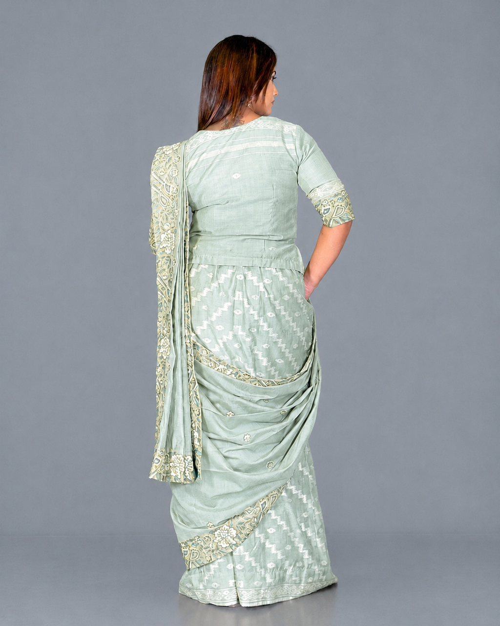 The Mint Muse Embroidered Insta Saree Set