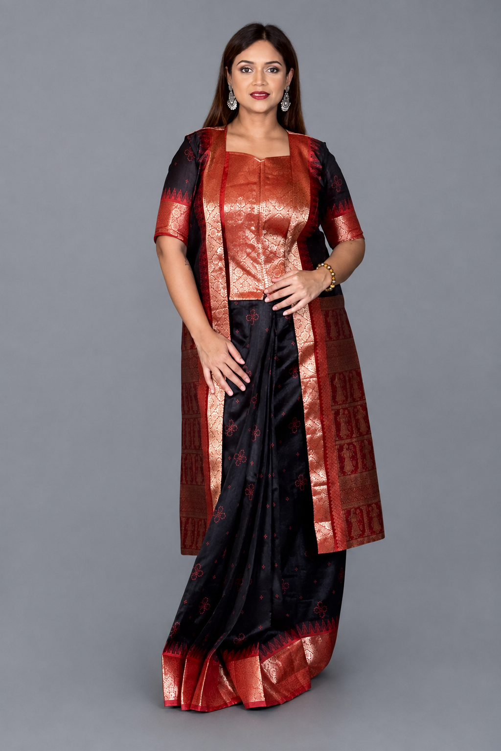 Designer Bomkai Weave Jacket Fusion Set