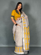 Sunlit Ivory Linen Insta Saree Set