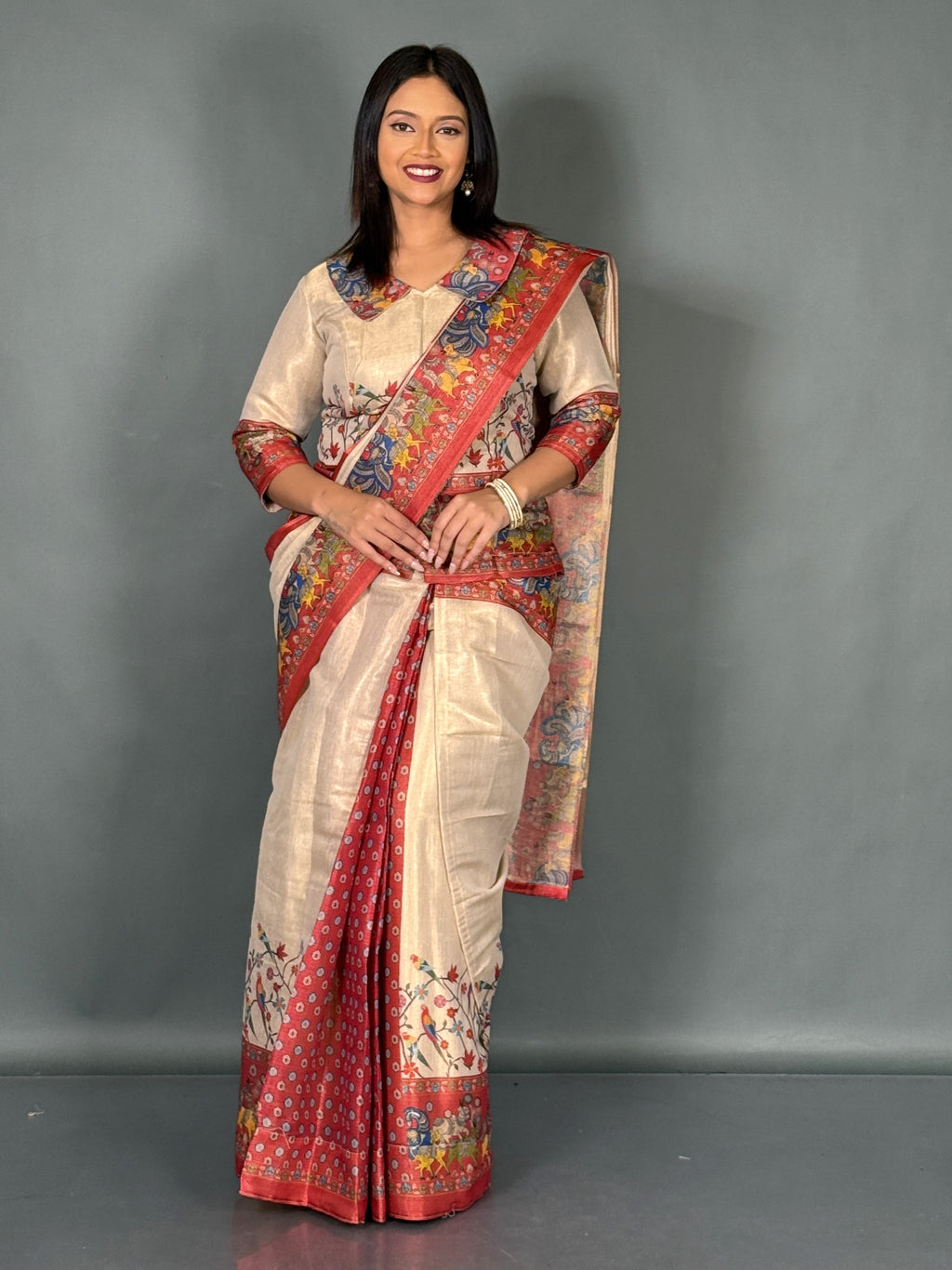 Celestial Gold Tissue Tussar Insta Saree