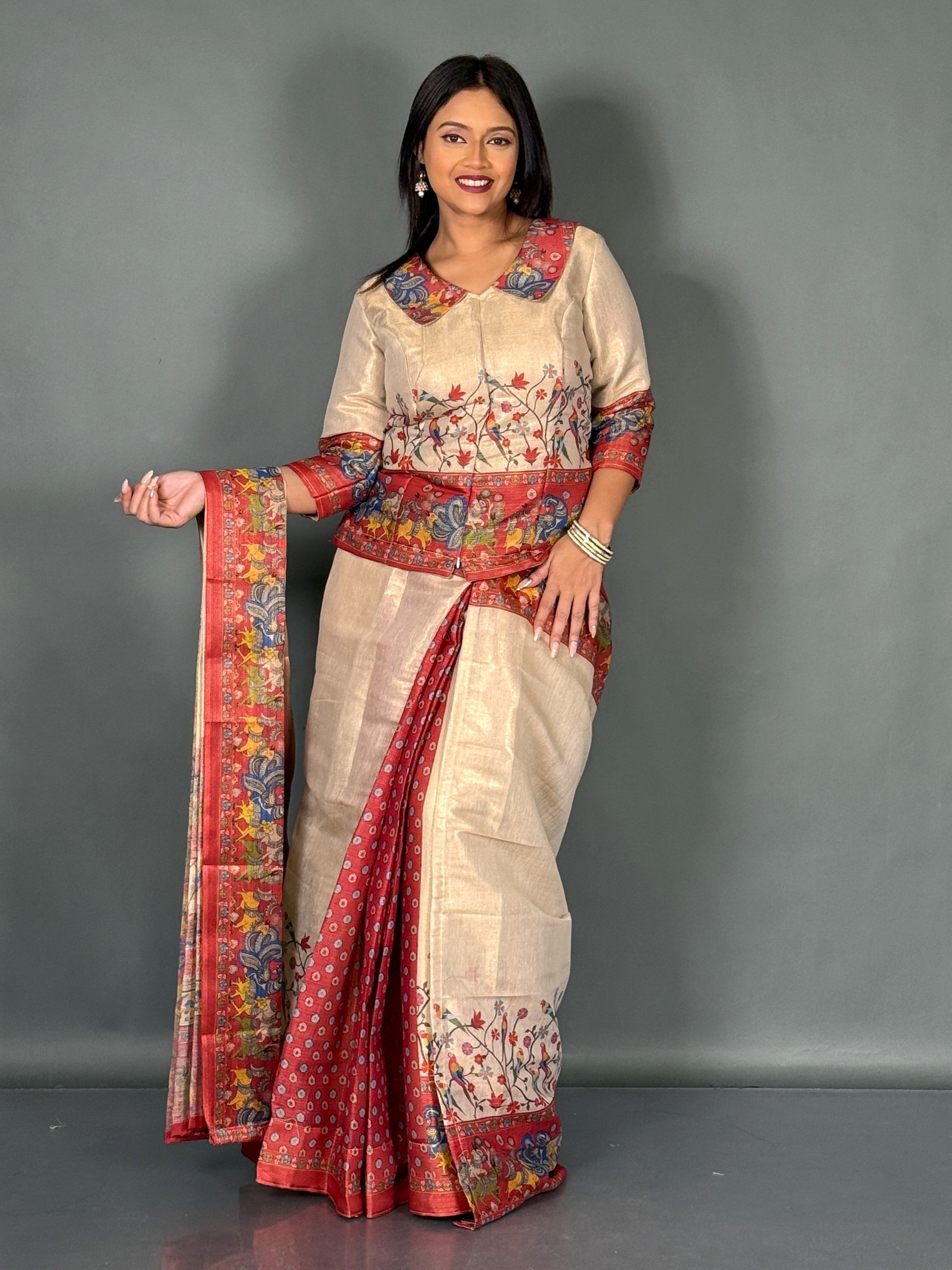 Celestial Gold Tissue Tussar Insta Saree