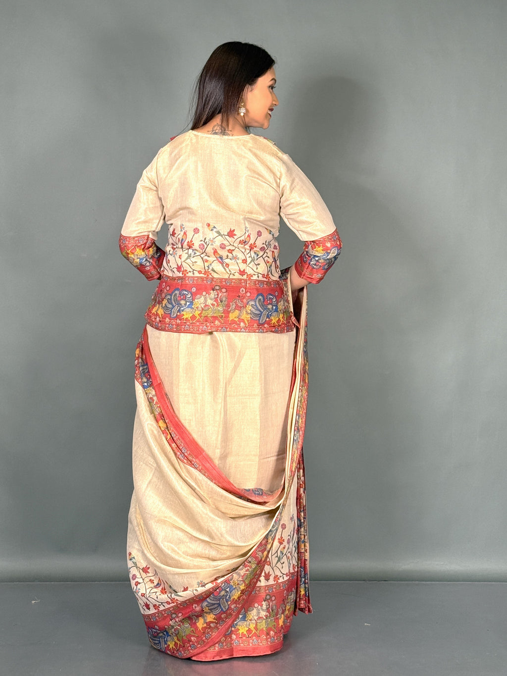 Celestial Gold Tissue Tussar Insta Saree