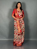 Maroon Patola Semi Silk Ready-to-Wear Saree Set