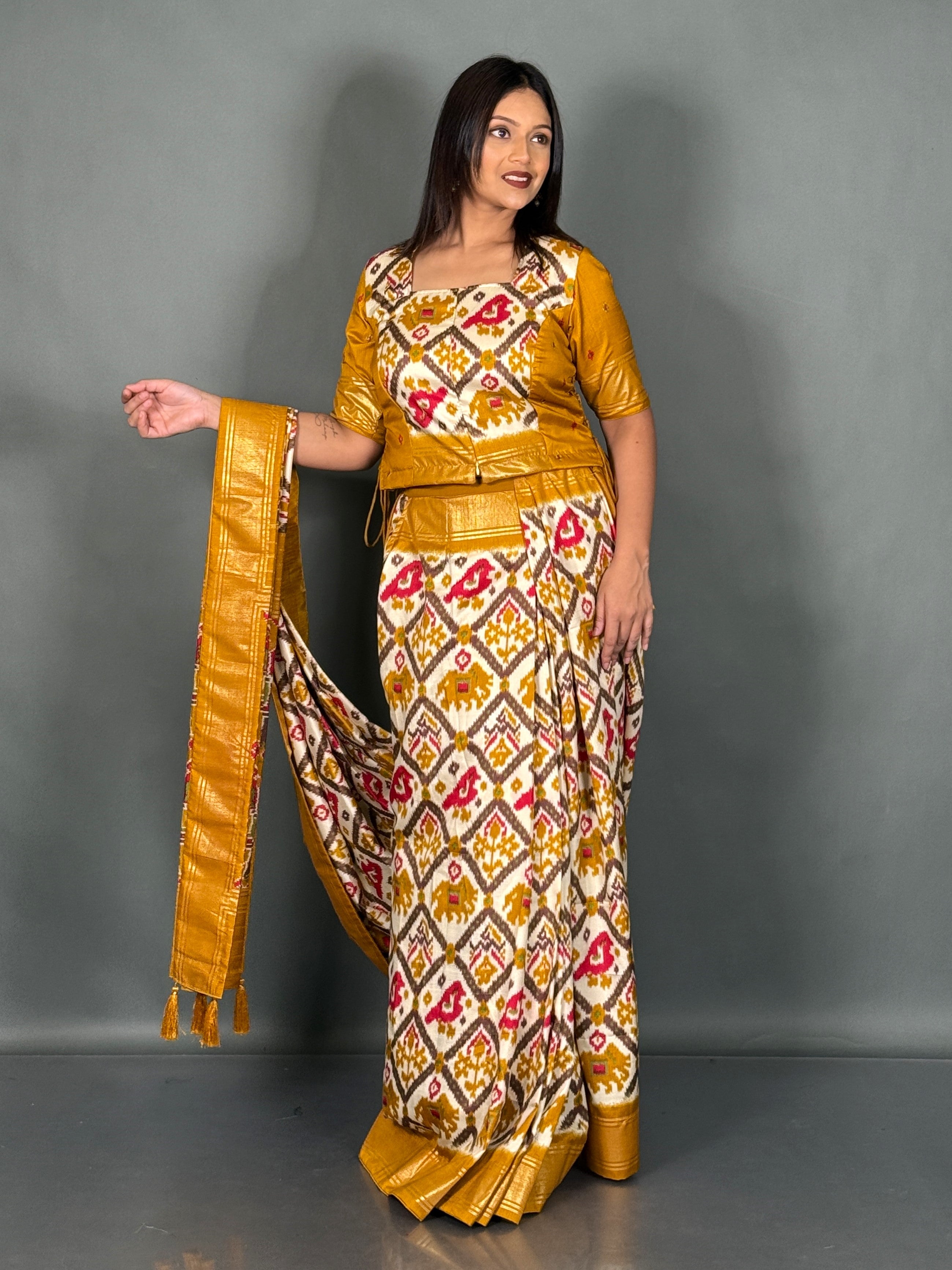 Curvy Fit Semi Silk Ready-to-Wear Saree Set