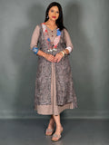 Beige & Black Geometric Indo-Western  Dress
