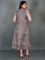 Beige & Black Geometric Indo-Western  Dress