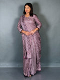Lavender Moon Ajrak Ready To Wear Saree Set