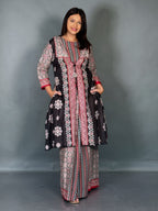 Crimson Noir Fusion Saree Skirt Set