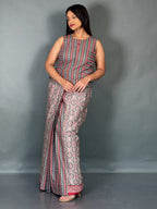 Crimson Noir Fusion Saree Skirt Set