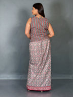 Crimson Noir Fusion Saree Skirt Set