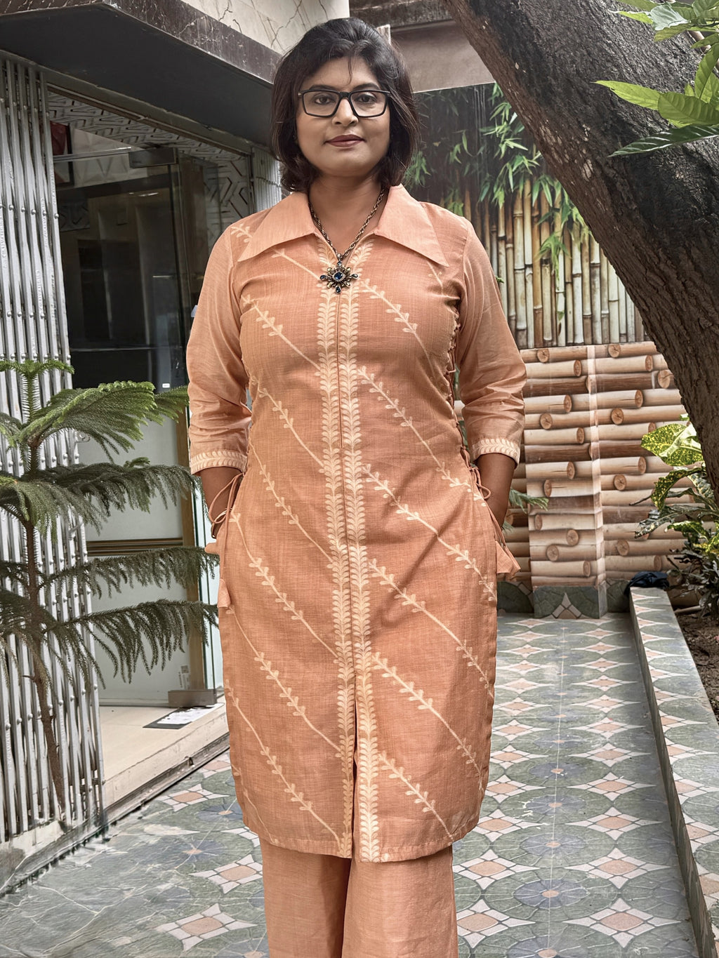 SaffronMuse Weaving Work Partywear Co-Ord Set