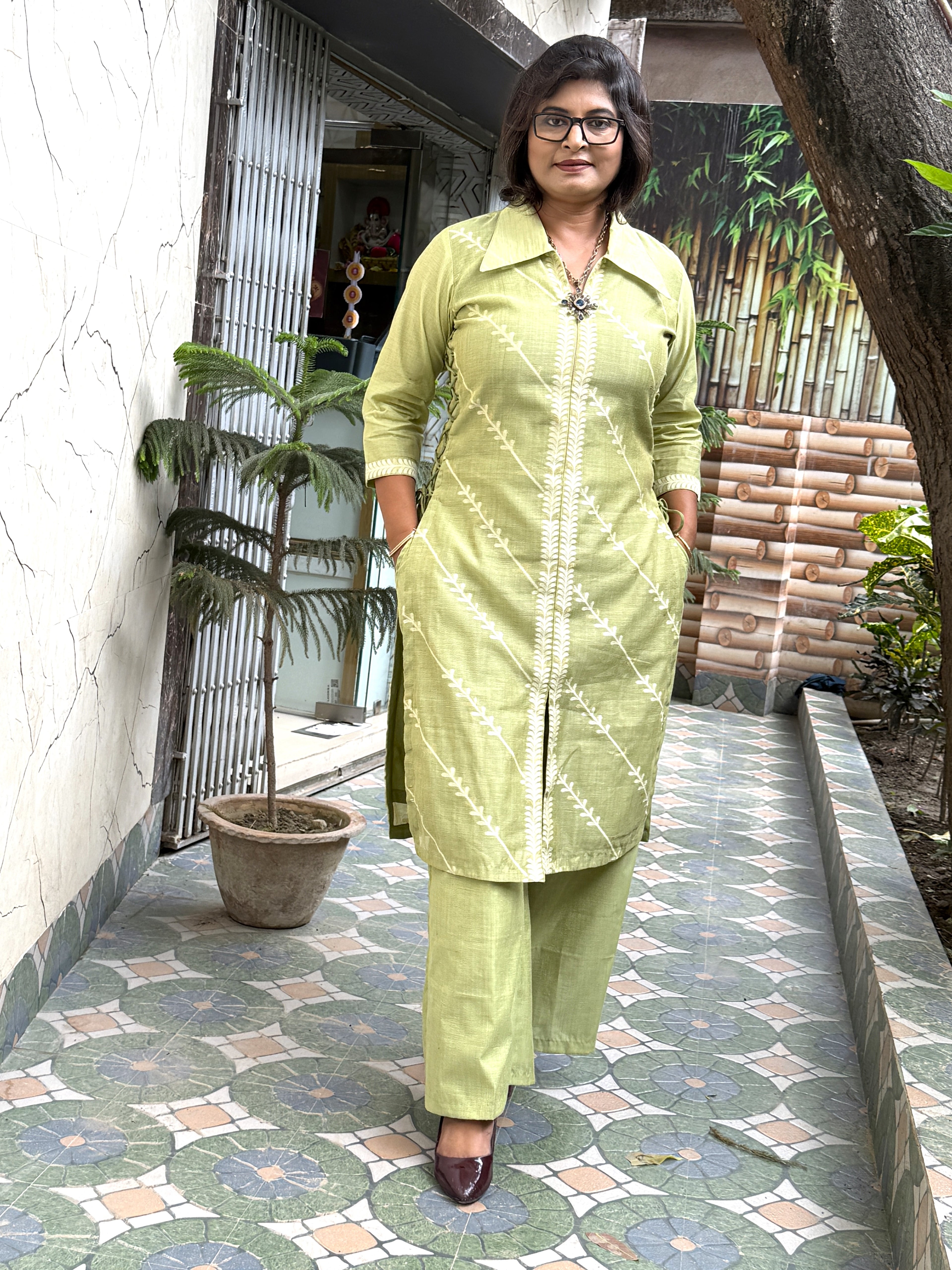 Pista Elegance Weaving Work Co-Ord Set