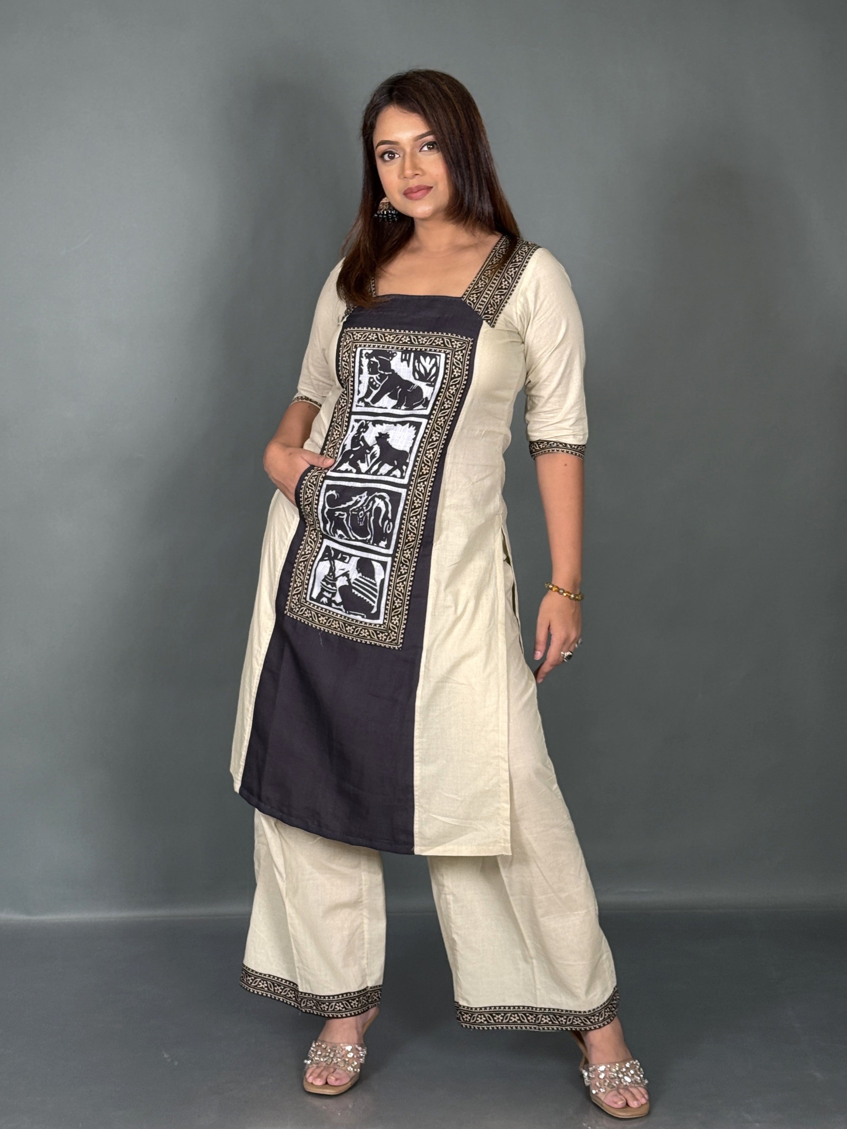 Artistic Linen Co-Ord Set with Canvas Print