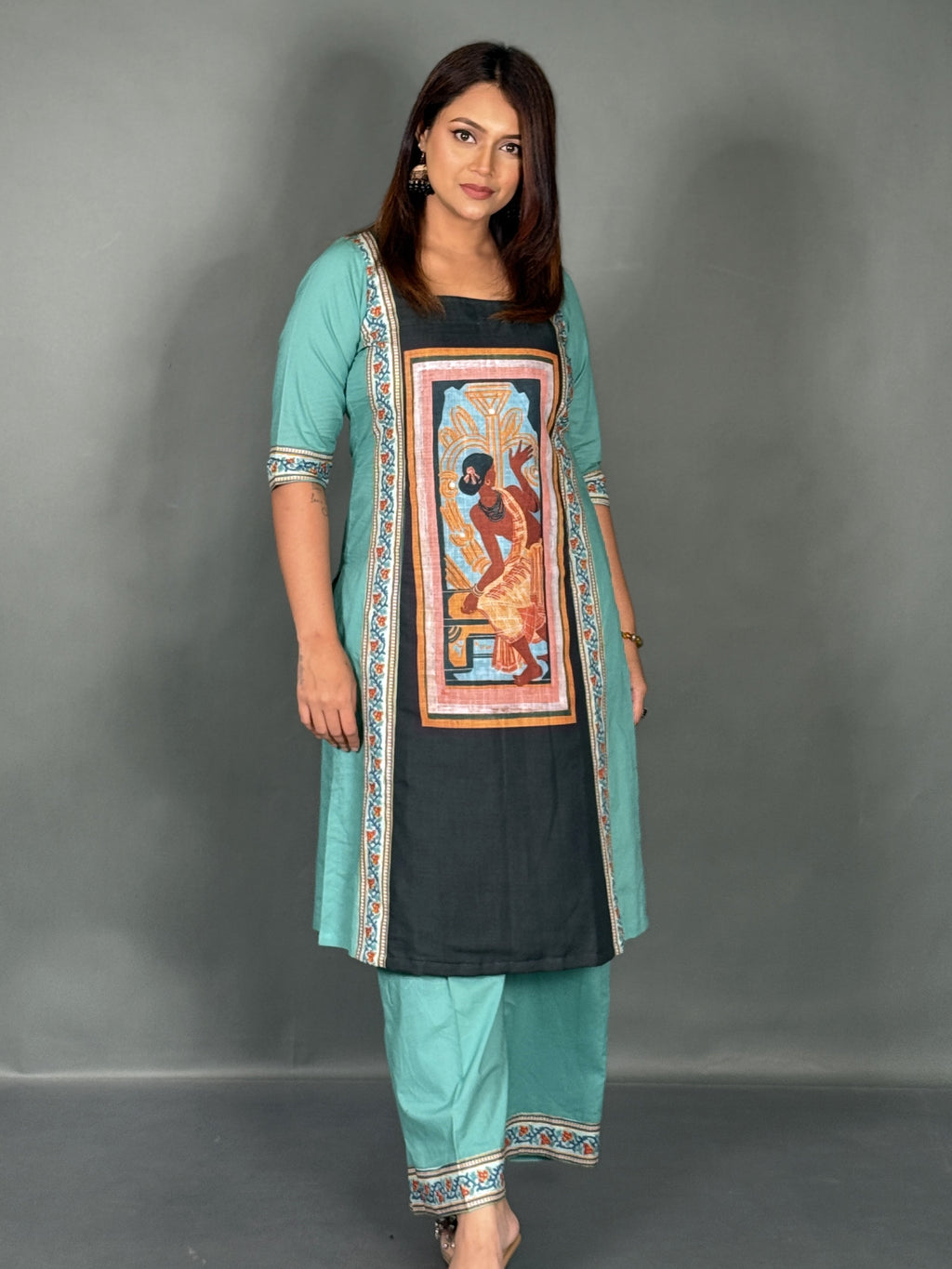 Sea Green Linen Art Co-Ord Set