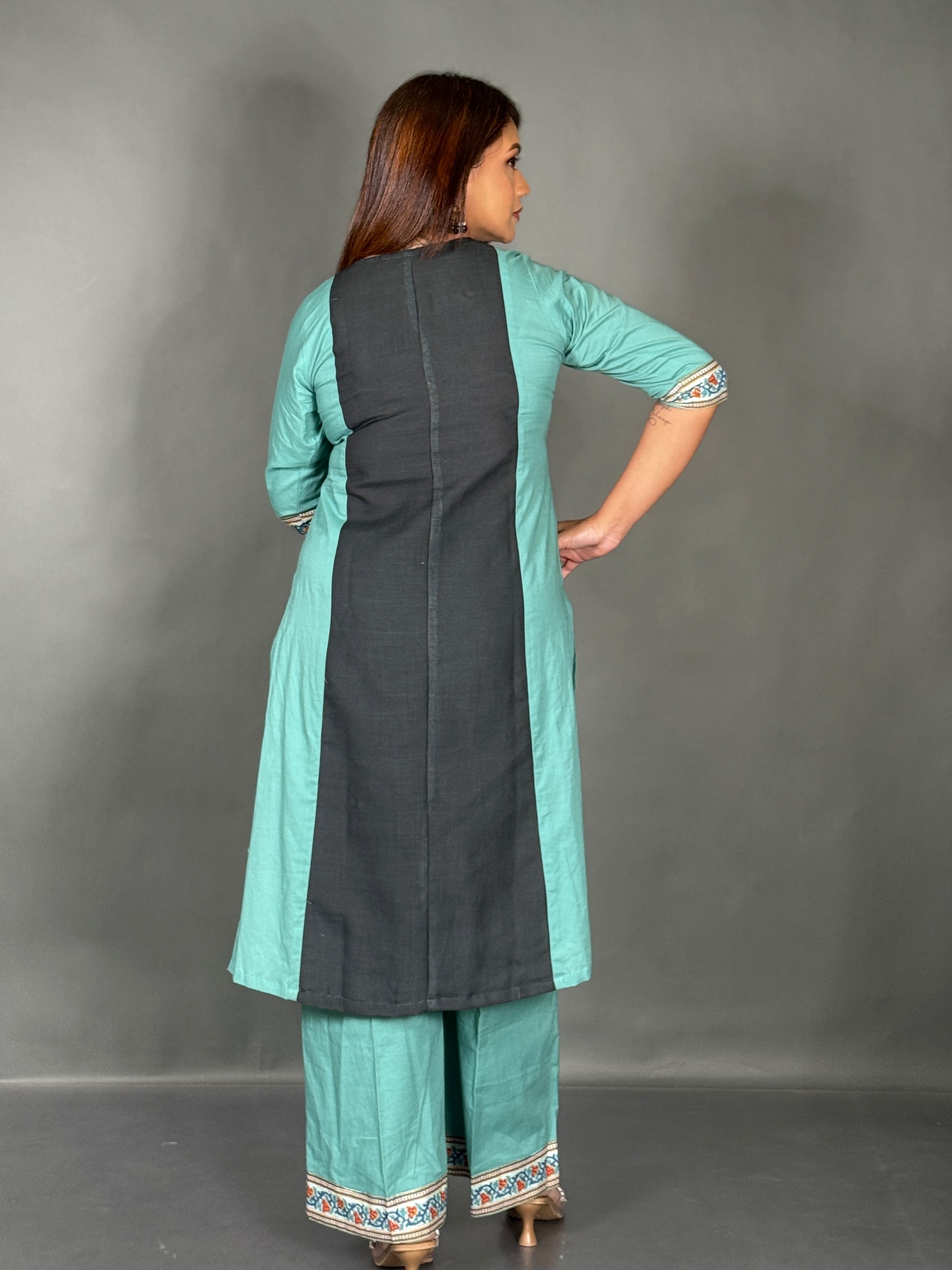 Sea Green Linen Art Co-Ord Set