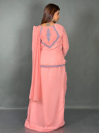 Blush Bloom Embroidered Fusion Saree Set