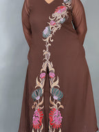 Elegant Chocolate Embroidered Georgette Co-Ord Set