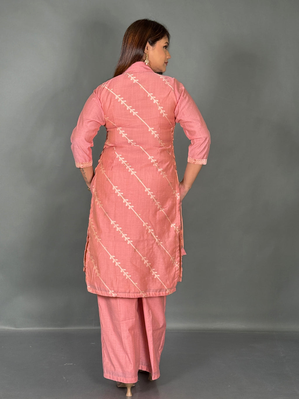 Blush Berry Plus Size Muga Tussar Co-Ord Set