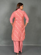 Blush Berry Plus Size Muga Tussar Co-Ord Set