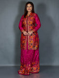 Wine Baluchori Fusion Jacket Skirt Set