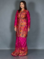 Wine Baluchori Fusion Jacket Skirt Set