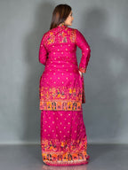 Wine Baluchori Fusion Jacket Skirt Set