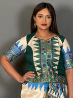 Emerald Heritage Lambani Semi Motka Tussar Insta Saree