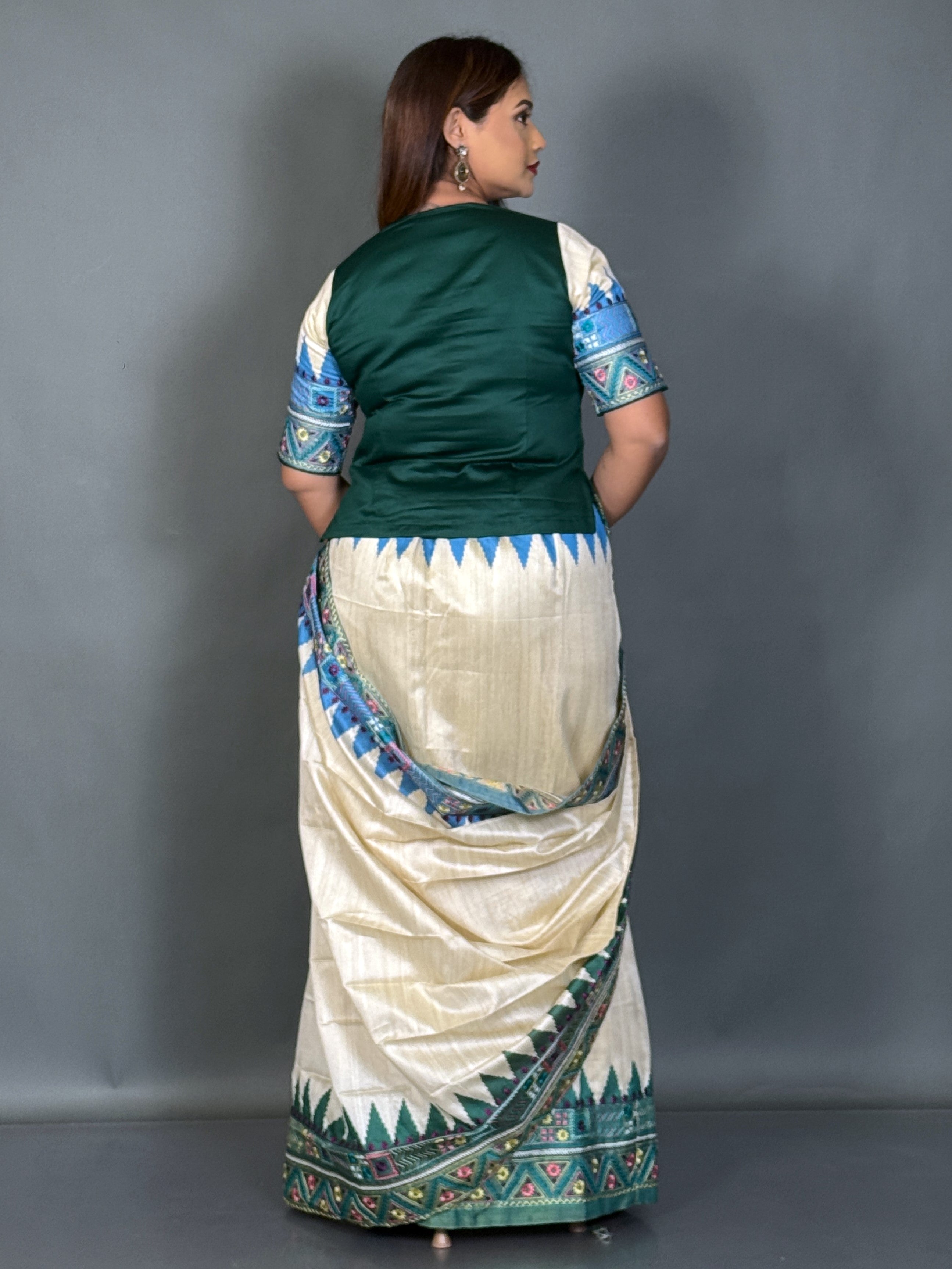 Emerald Heritage Lambani Semi Motka Tussar Insta Saree