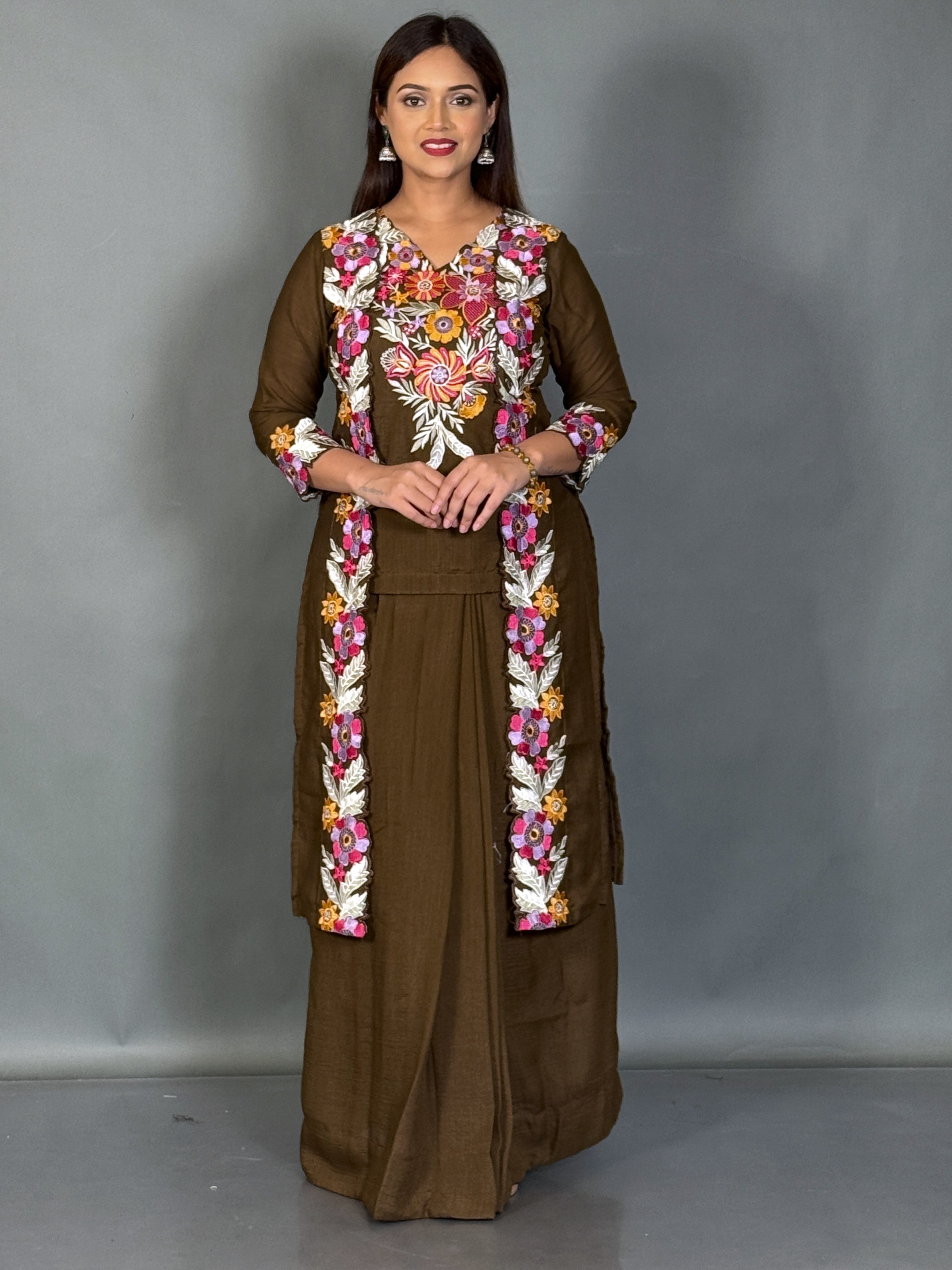Mocha Elegance Embroidered Fusion Set
