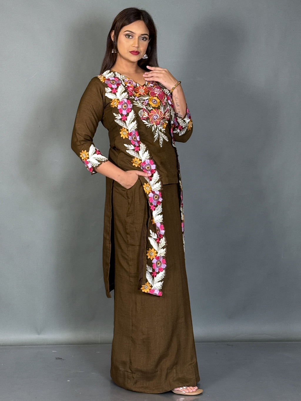 Mocha Elegance Embroidered Fusion Set