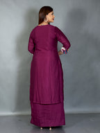 Velvet Wine Embroidered Fusion Set