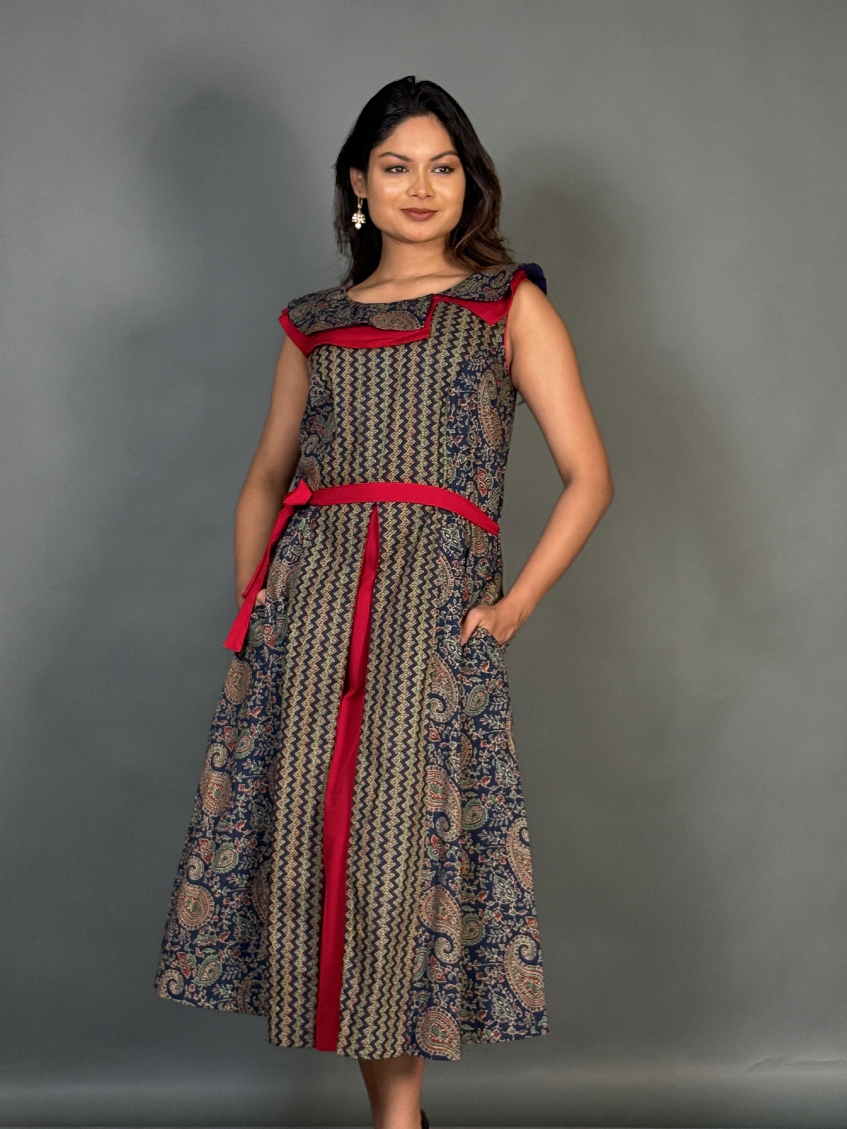 Moonlit Mosaic Plus Size Multicolor Printed Cotton  Dress
