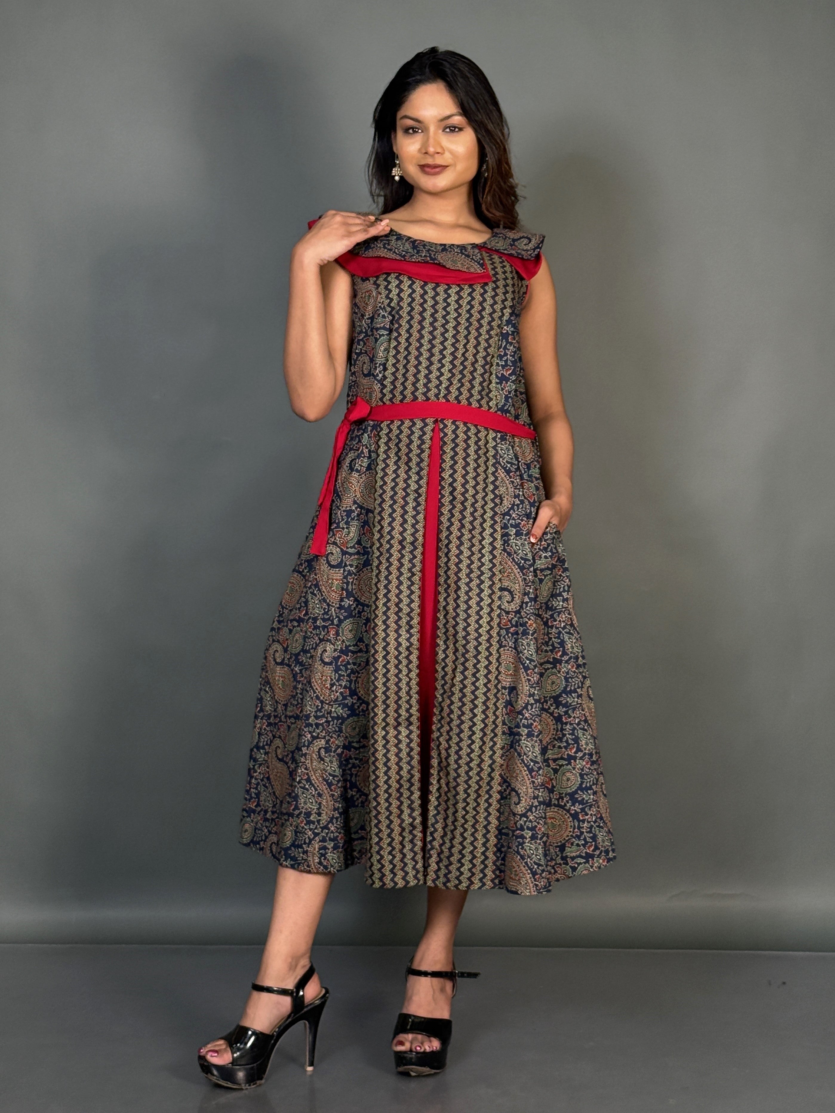 Moonlit Mosaic Plus Size Multicolor Printed Cotton  Dress