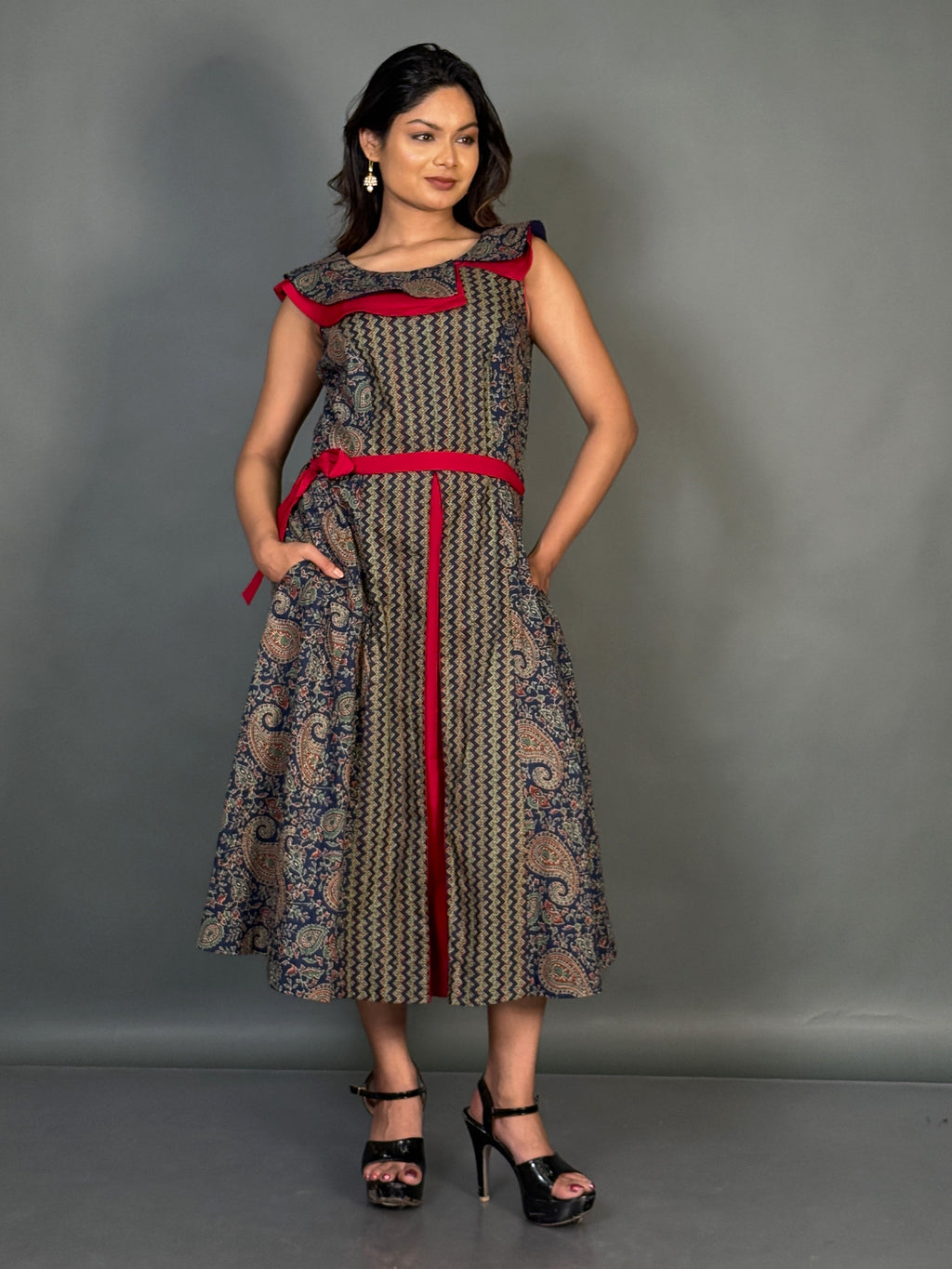 Moonlit Mosaic Plus Size Multicolor Printed Cotton  Dress