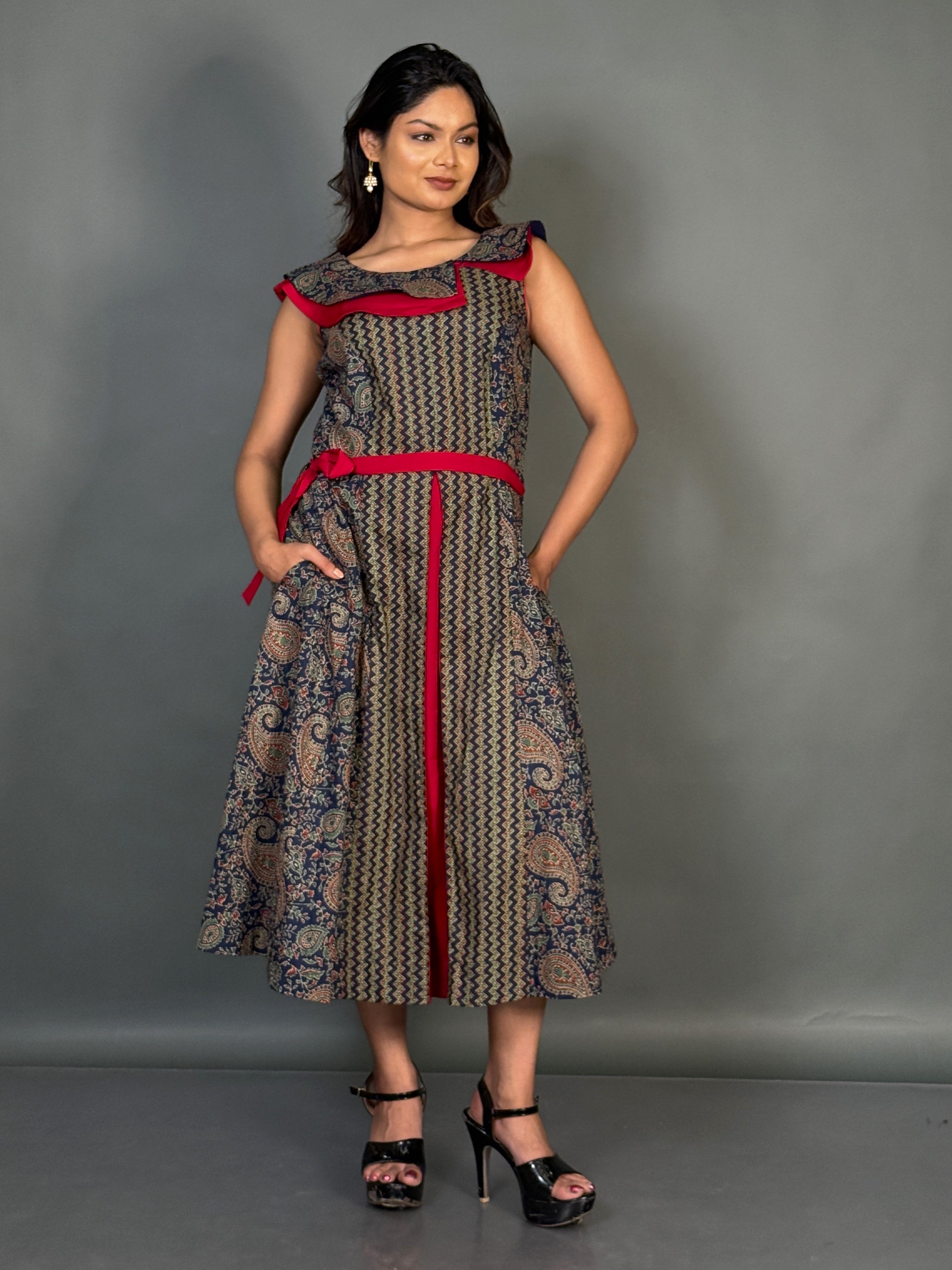 Moonlit Mosaic Plus Size Multicolor Printed Cotton  Dress