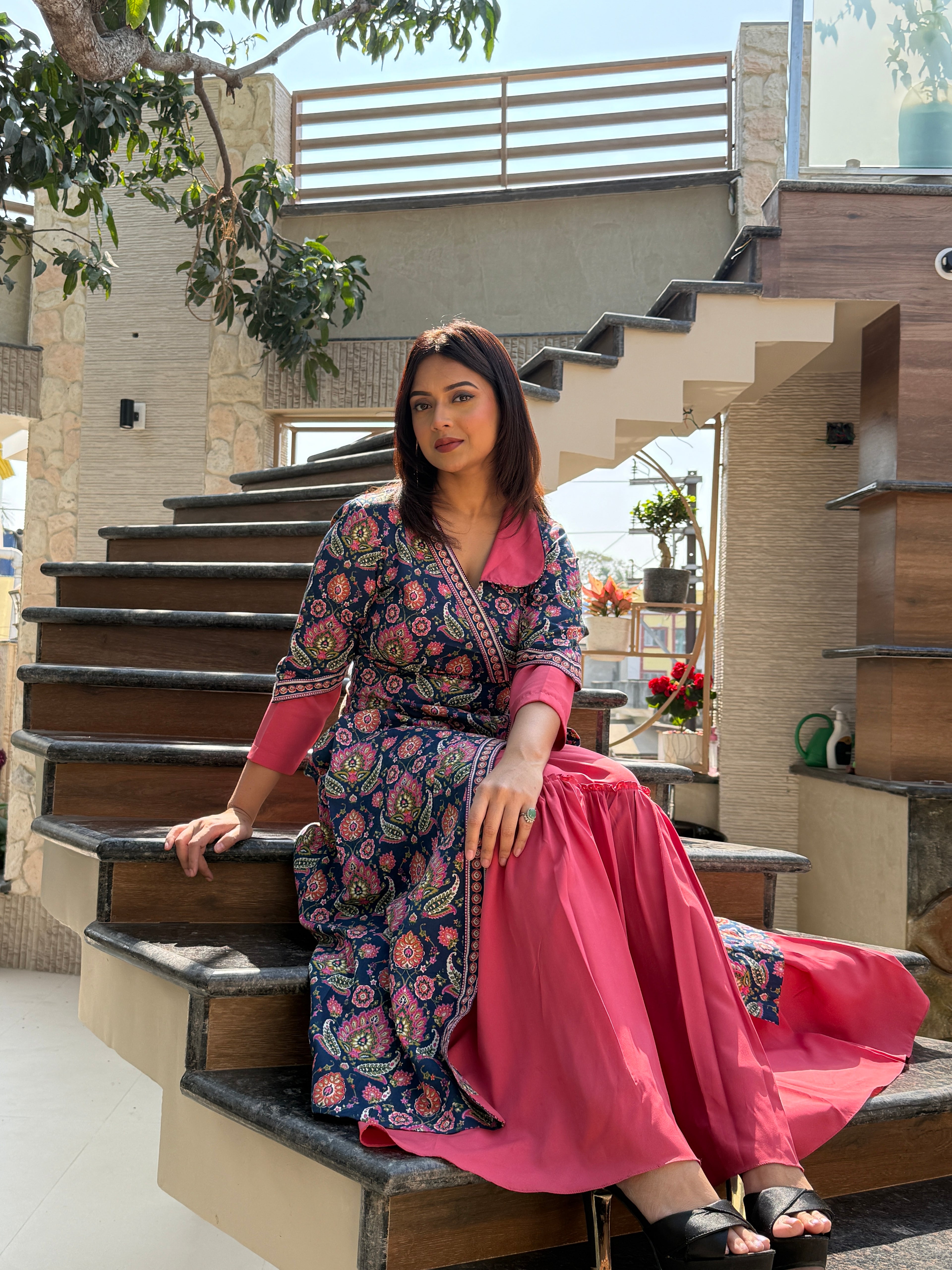 Azure Elegance Angrakha Fusion Dress