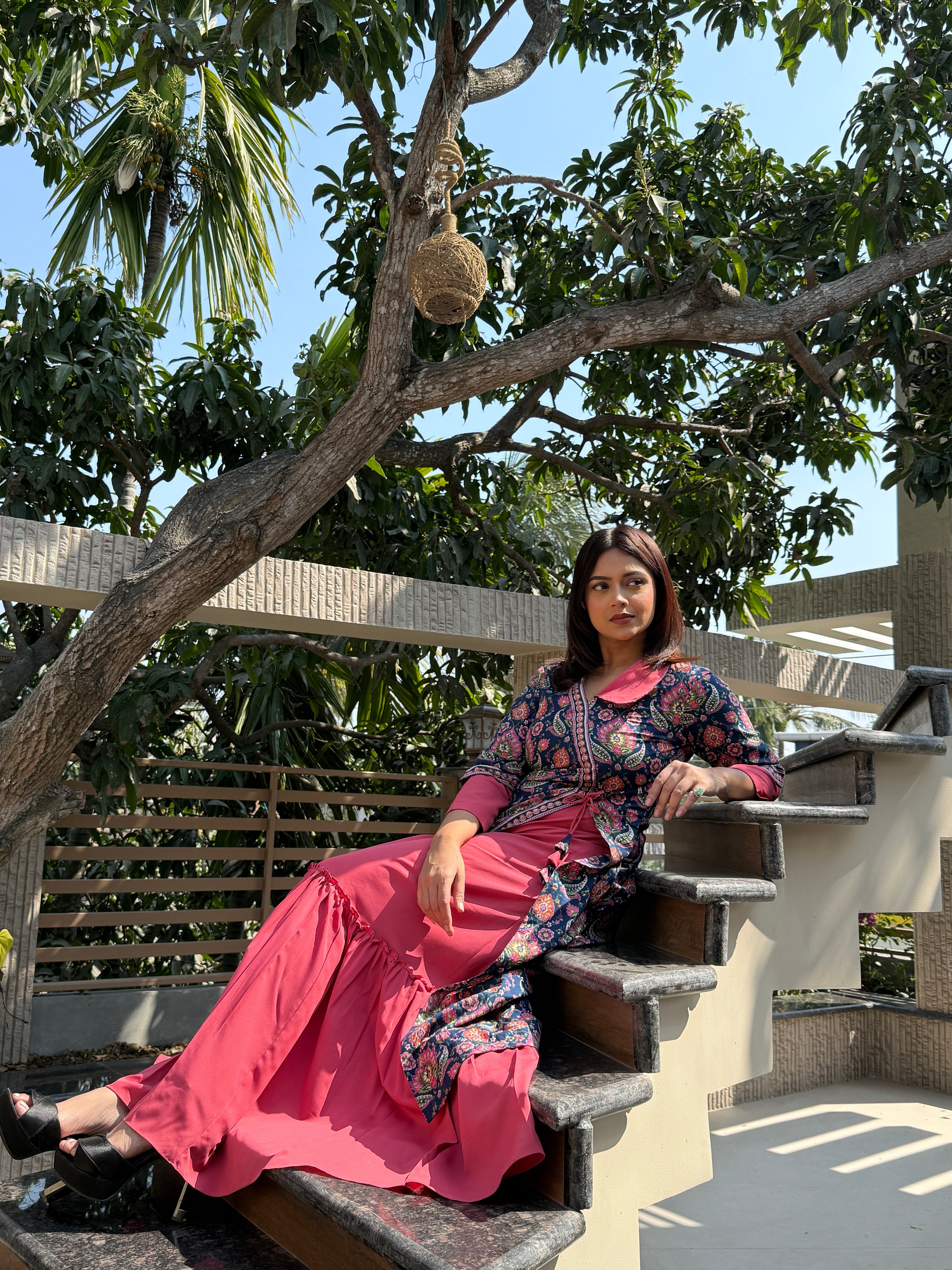 Azure Petal Curve Fit Angrakha Fusion Dress