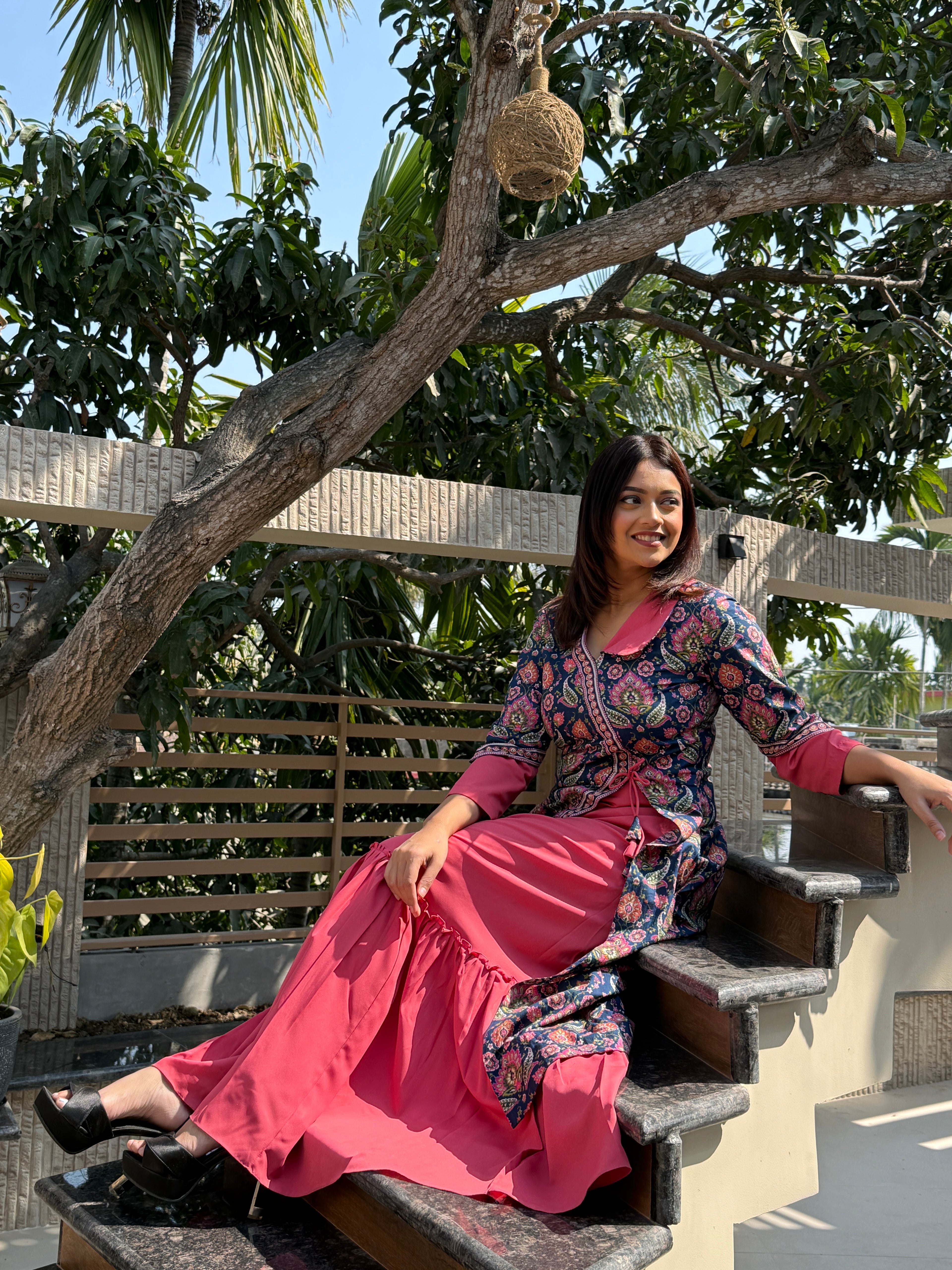 Azure Petal Curve Fit Angrakha Fusion Dress