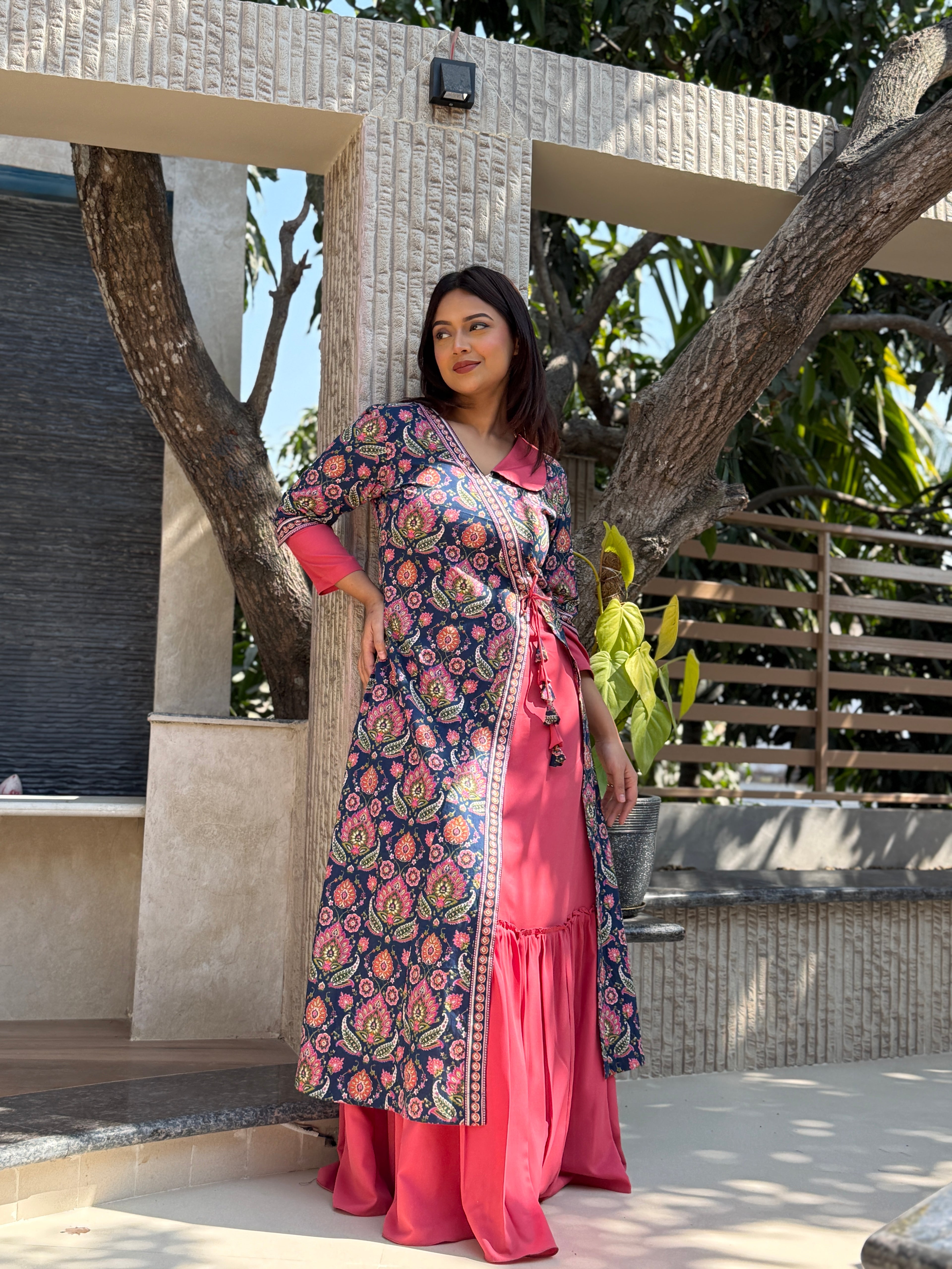 Azure Petal Curve Fit Angrakha Fusion Dress