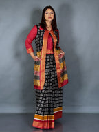 Scarlet Red Patola Ready-to-Wear Saree with Zari Jacket