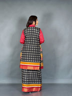 Scarlet Red Patola Ready-to-Wear Saree with Zari Jacket
