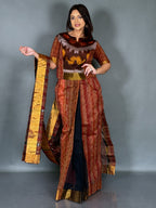 Rust Maroon Plus Size Ready to Wear Saree Set