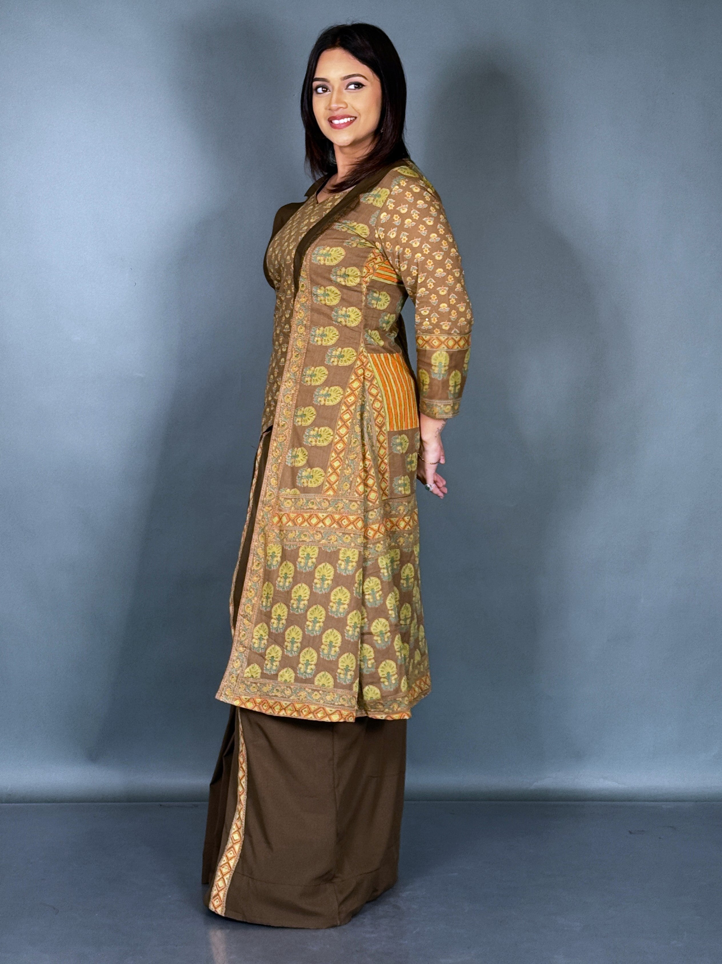 Mocha Muse Jacket Style Partywear Fusion Set