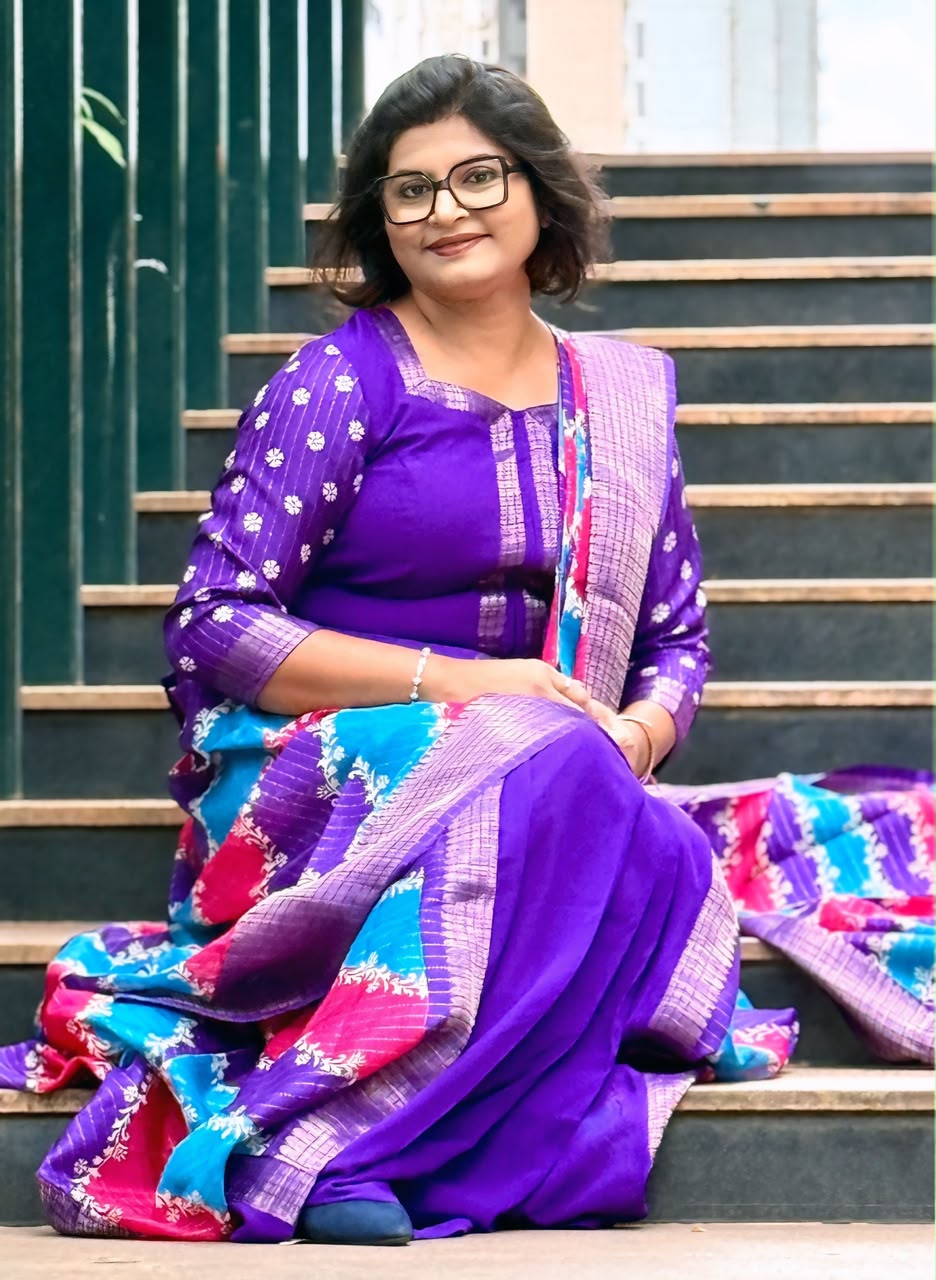 Purple & Multicolor Laheriya Fusion Lehenga Set